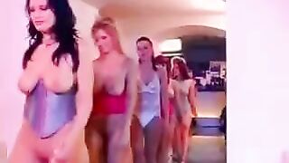 Gangbang with a woman who has big natural tits