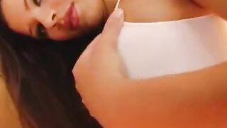 Girl plays with a dildo to achieve orgasm with strong contractions