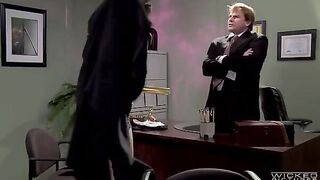 The boss is fucking his secretary on the table in the office