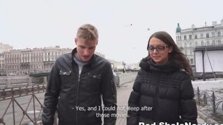A Russian girl gave her first blowjob to the first guy she met