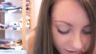 A Russian beauty with soft tits plays with her camera on the Internet