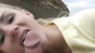 The sperm dessert was served to the face of a girl