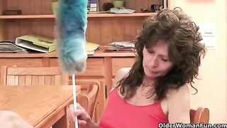 A mature woman caresses her pussy and brings herself to orgasm