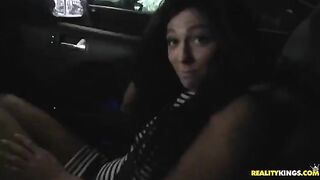 Brunette gets a cumshot on her face after sex