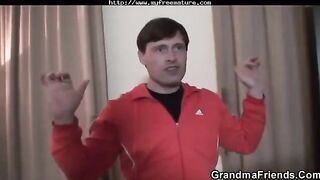 Older grandfather fucks his hot granddaughter and her son