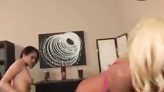 Two hot lesbians have fun with their grater in the skirts