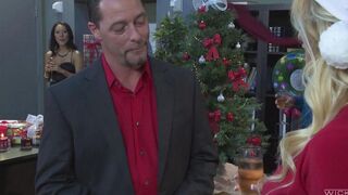 Retired lesbian caressed with a dildo at a New Year's party