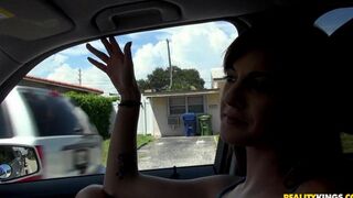 A skinny girl got into a car with a stranger who wanted to fuck her