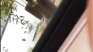 A guy masturbates his dick on the street and shoots cum