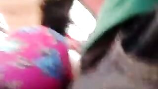 A man rubs his dick on the riser through a skirt