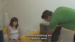 Skinny Russian teen gets fucked on the couch by her stepbrother