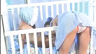 Babysitter with small boobs and cute face gets fucked by midget