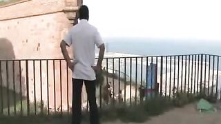 Group sex in public place with three guys and a girl who loves to fuck
