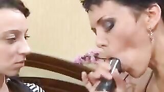 A mom teaches her daughter to suck cock in a steamy Russian scene