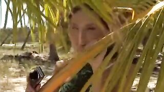 The couple has a lot of fun on the sandy coast