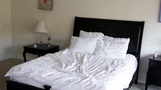 Two blondes are having fun without guys in the bedroom