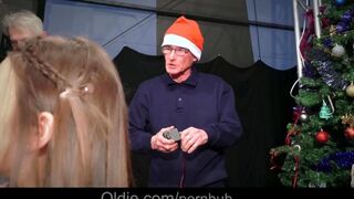 In the crowd, an elderly couple fucked a beautiful Snow Maiden