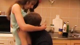 A drunk dad fucks his daughter, doing it very gently