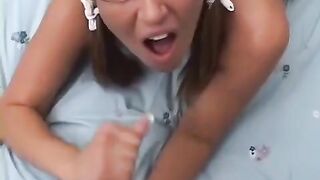 The girl with the standing boobs serves her master a smooth basket and blowjob