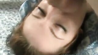 Girl raises a member in the mouth very deep