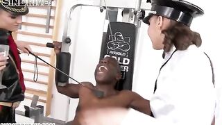 Negro guy is fucking two girls in a steamy threesome