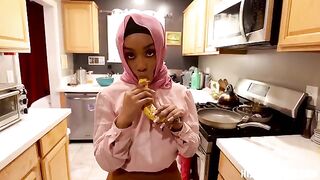 A girl with big boobs fucks with an American guy