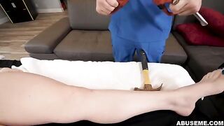 A cute girl experienced a rough massage that brought her to orgasm