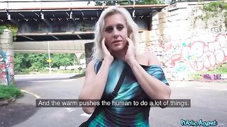 Hot blondie MILF gets fucked right on the street
