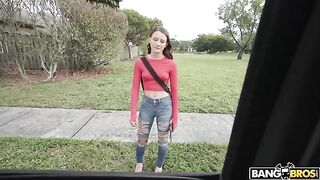 The girl is willing to do anything for money, even in the car