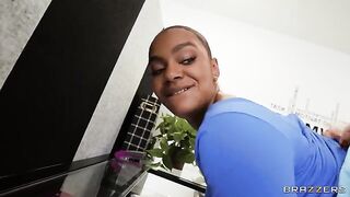She shadows her colleague and gets wild with him in the office
