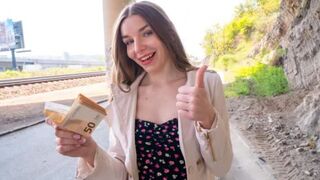 A shy girl agreed to fuck outdoors for a fee, captured in raw POV style