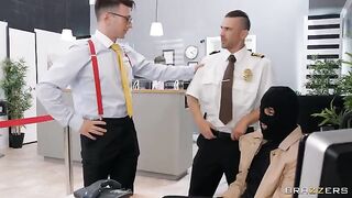 The bank robber got out of control and started to fuck in the bank