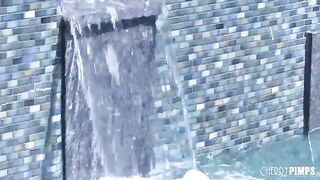 The girl is having fun with the pool boy in a steamy encounter