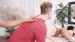 Two cute girls found a guy to have sex with them both