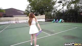 A professional tennis player gets fucked by her coach on court