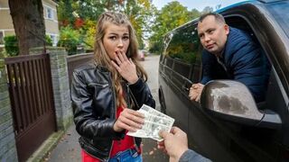 A hooker gets fucked in a car for money, just like in the movies