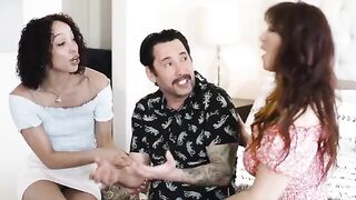 A rich guy is having sex with a woman with cancer