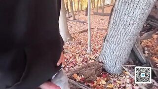 A girl is walking in the park and meeting a guy who wants to fuck her