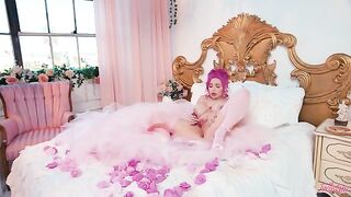 A woman with a beautiful body enjoys the glamorous life