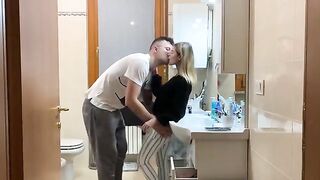 My boyfriend's girlfriend gets closed in the bathroom and wants to be fucked