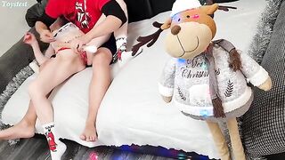 She knows how to show him she wants a real threesome, but with a toy at the start