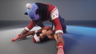 Busty beauty fucks a werewolf in a steamy Christmas scene