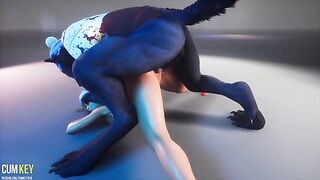 Busty beauty fucks a werewolf in a steamy Christmas scene