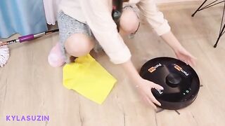 A sexy brunette with a hijab is having fun