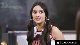 Kendra Spade and Vanna Bardot are catching cheerleader Eliza Ibarra
