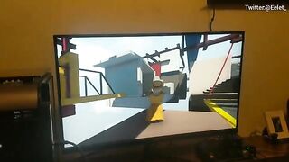 A cute couple challenges each other in a video game with a blowjob twist