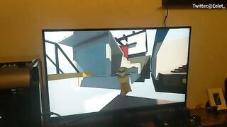 A cute couple challenges each other in a video game with a blowjob twist