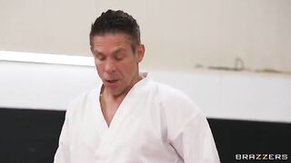 A girl gets fucked in an uncomfortable position, she groans with pleasure