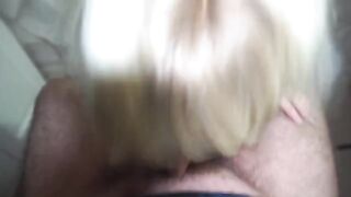 A red-haired beauty gave a blowjob to her Russian host at home