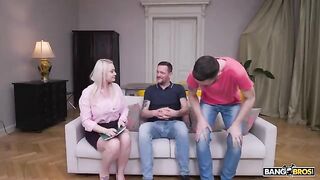 Two dicks are not a barrier for this hot blondie in an intense session